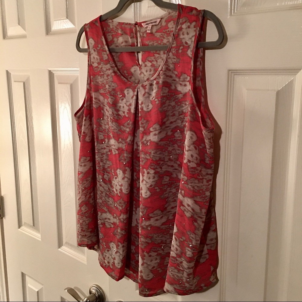 JUICY COUTURE Embellished Sleeveless Georgette Top—SIZE XL